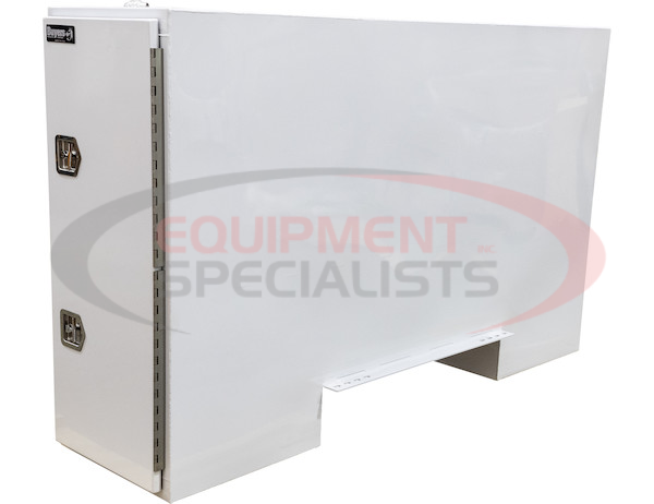 57x24x96 Inch Straight Side White Steel Backpack Truck Tool Box - 11.26 Inch Offset Floor