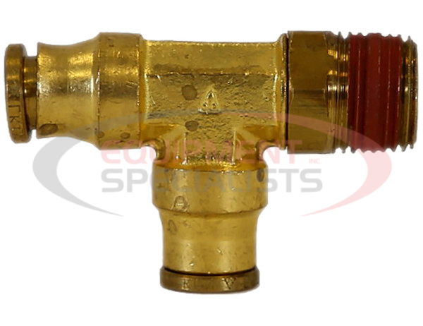 BRASS DOT PUSH-IN MALE RUN TEE 1/4 INCH TUBE O.D. X 1/8 INCH PIPE THREAD