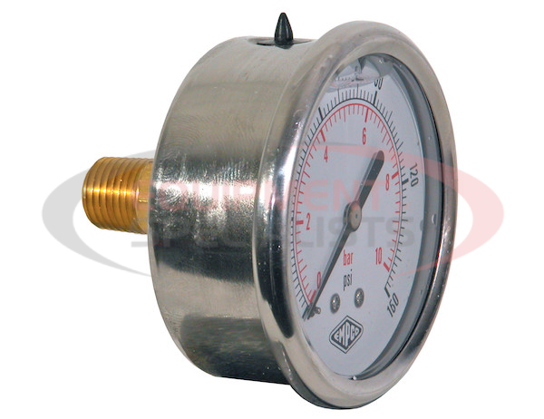 Silicone Filled Pressure Gauge - Center Back Mount 0-160 PSI