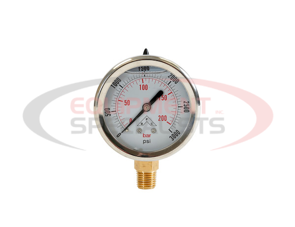 Silicone Filled Pressure Gauge - Stem Mount 0-3,000 PSI