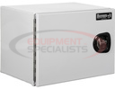 18X18X18 INCH WHITE SMOOTH ALUMINUM UNDERBODY TRUCK TOOL BOX - SINGLE BARN DOOR, COMPRESSION LATCH