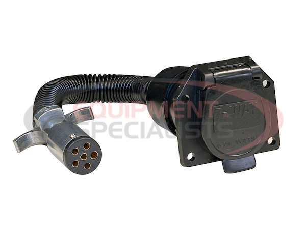 6-Way Round to 7-Way Flat RV Adapter with 8 Inch Prewired Cable