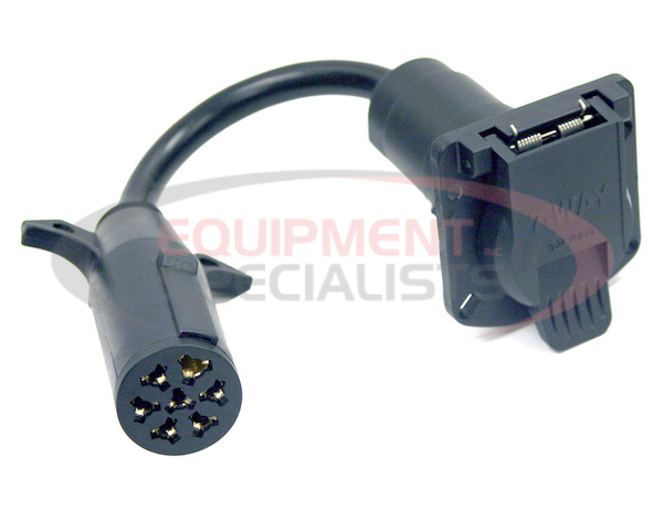 7-Way Round to 7-Way Flat Trailer Connector Adapter - Prewired 3 Inch Connection