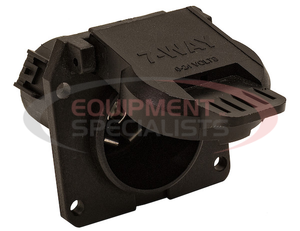 7-Way Black Plastic Flat Pin Truck Receptable with Twist Lock