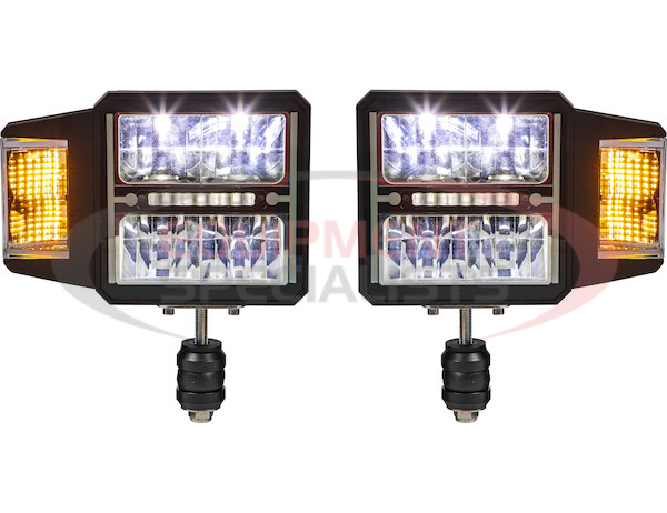 SAM Universal Heated LED Snow Plow Headlights with Multi-Mount Signal