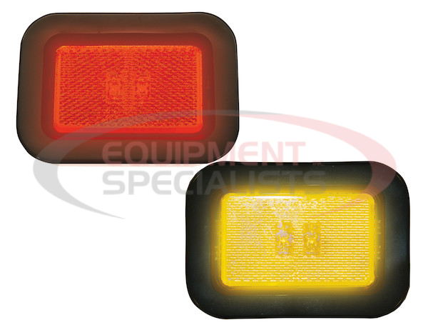 3.125 INCH RED RECTANGULAR MARKER/CLEARANCE LIGHT WITH REFLEX KIT WITH 2 LED