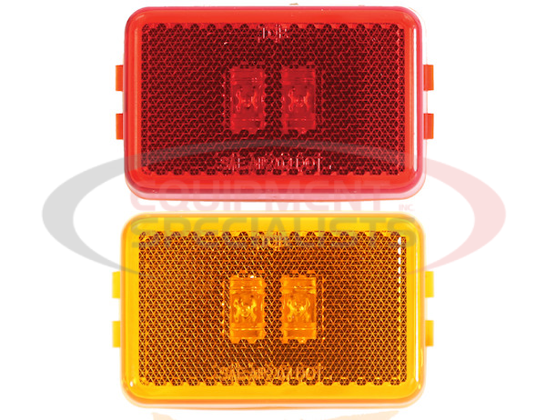 3.125 INCH RED RECTANGULAR MARKER/CLEARANCE LIGHT WITH REFLEX WITH 2 LED