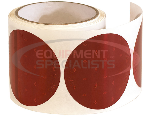 3 INCH RED ROUND DOT STICK-ON REFLECTORS - 100 PER ROLL