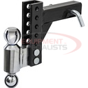 Adjustable Dual Ball Hitch with 2" &amp; 2-5/16" Towing Balls for 2" Hitch Receivers - 10" Drop
