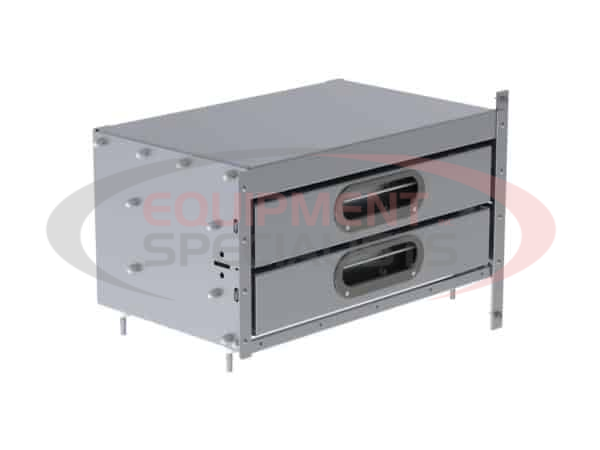 2 Drawer cabinet, aluminum, 150 lb cap./drawer, 14"d x 24"w x 12"h