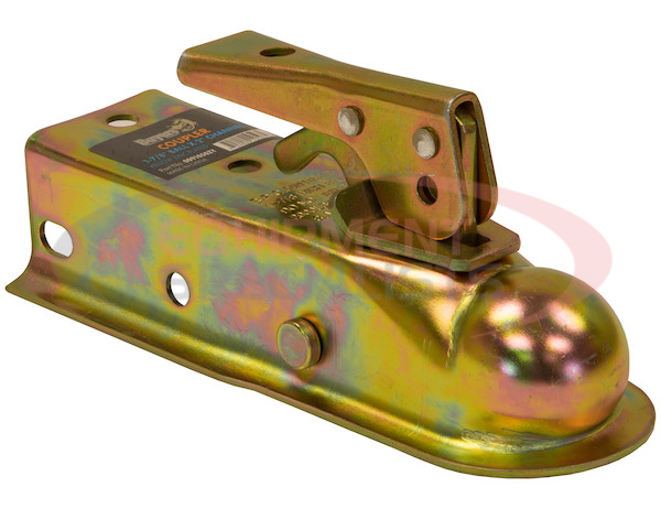 Straight Tongue Coupler - 2 Inch Ball, 2-1/2 Inch Channel, 300 Pound Tongue Weight, Zinc Plated