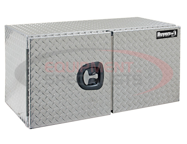 24x24x48 Inch Diamond Tread Aluminum Underbody Truck Box - Double Barn Door, 3-Point Compression Latch