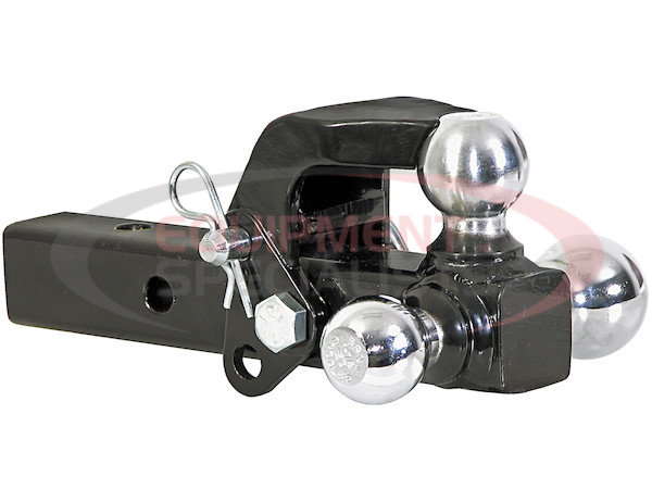 Tri-Ball Hitch Solid Shank With Pintle Hook And Chrome Balls