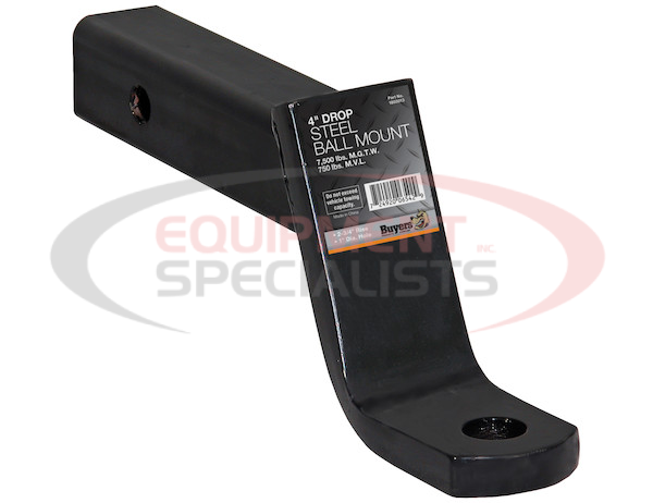 2 Inch Ball Mount With 4 Inch Drop x 10 Inch Long Tube Black