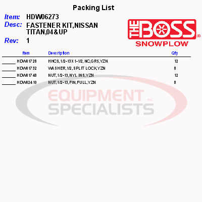 FASTENER KIT, NISSAN TITAN, 04UP