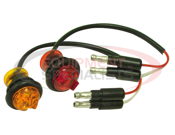 .75 Inch Round Marker Clearance Lights - 1 LED Red With Male Bullets