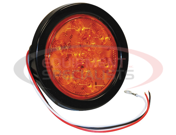 4 INCH AMBER ROUND TURN SIGNAL LIGHT KIT WITH 10 LEDS (PL-3 CONNECTION, INCLUDES GROMMET AND PLUG)