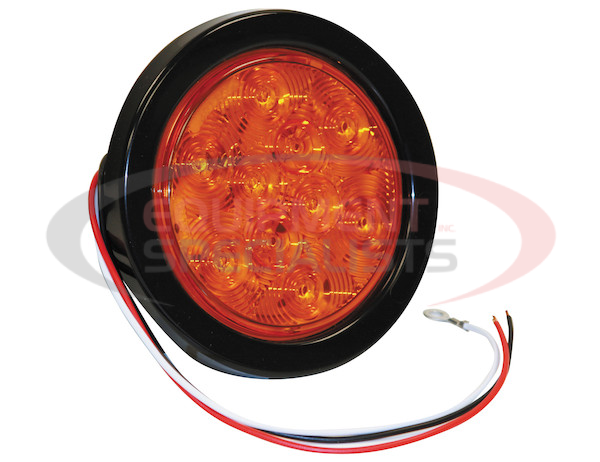 4 Inch Amber Round Turn Signal Light Kit with 10 LEDs (PL-3 Connection, Includes Grommet and Plug)