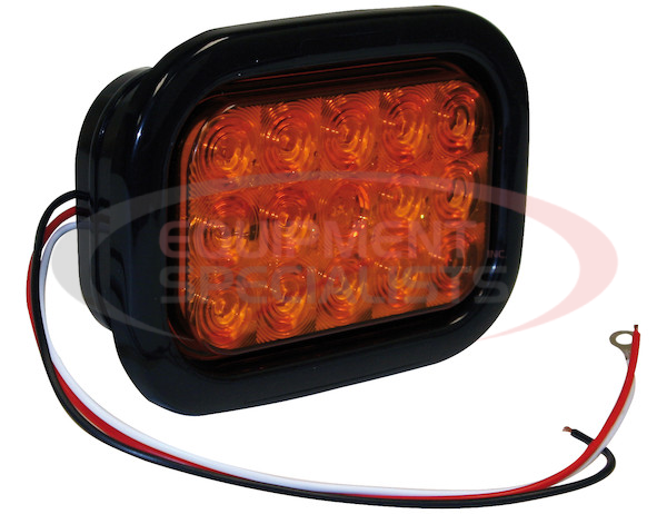 5.375 Inch Amber Rectangular Turn Signal Light Kit with 15 LEDs (PL-3 Connection, Includes Grommet and Plug)