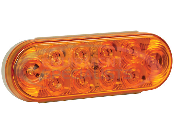 6 INCH AMBER OVAL TURN SIGNAL LIGHT KIT WITH 10 LEDS (PL-3 CONNECTION, INCLUDES GROMMET AND PLUG)