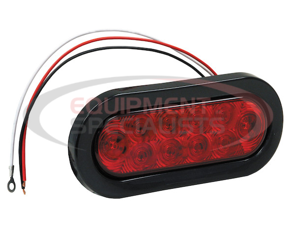 6 INCH RED OVAL STOP/TURN/TAIL LIGHT WITH 10 LEDS KIT (PL-3 CONNECTION, INCLUDES GROMMET AND PLUG)