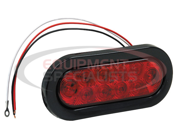 6 Inch Red Oval Stop/Turn/Tail Light with 10 LEDs Kit (PL-3 Connection, Includes Grommet and Plug)