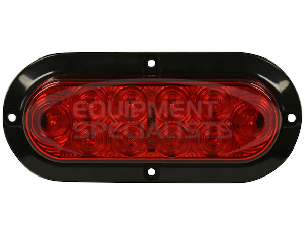 6 Inch Red Oval Stop/Turn/Tail Surface Mount Light Kit with 10 LEDs - With Mounting Flange for Surface Mount