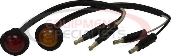 .75 Inch Round Marker Clearance Lights - 3 LED Red With Male Bullets