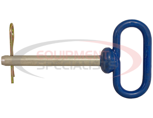 BLUE POLY-COATED HANDLE ON STEEL HITCH PIN - 1 X 4-1/2 INCH USABLE LENGTH