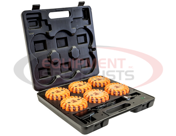 4 Inch Round Rechargeable Strobe/Flare Kit with 4 Flares And Charging Case