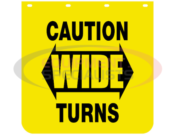 Caution Wide Turns Yellow Polymer Mudflaps 24x24 Inch