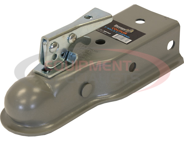 Straight Tongue Coupler - 2 Inch Ball, 3 Inch Channel, 300 Pound Tongue Weight, Primed Steel