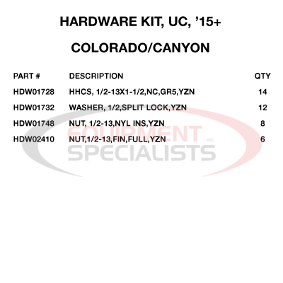 (Boss) [HDW18732] KIT-HARDWARE, UC, '15+ COLORADO/CANYON