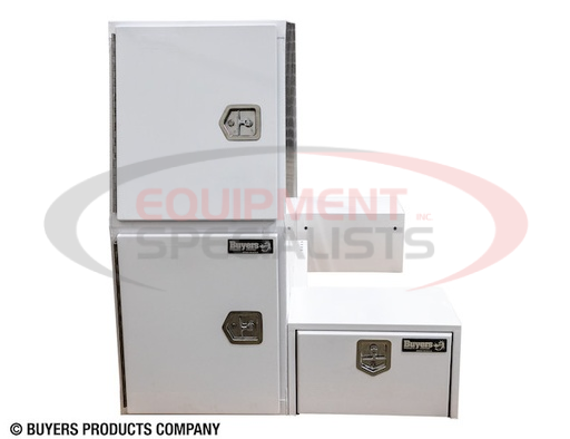 (Buyers) [BP855548W] 85x55x48 Inch White Steel L-Pack Backpack Truck Box - 16.35 Inch Offset