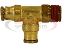 Brass DOT Push-In Swivel Male Run Tee 1/4 Inch Tube O.D. x 1/8 Inch Pipe Thread