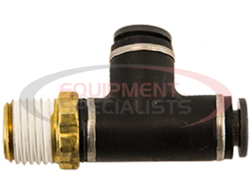 (Buyers) [NRT0M25P125S] Brass/Poly DOT Push-In Swivel Male Run Tee 1/4 Inch Tube O.D. x 1/8 Pipe Thread