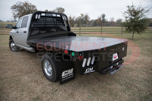 (CM Truck Beds) [RD-04978434SD] RD 11'4&quot; LENGTH HEADACHE RACK Steel Tube DECK 1/8&quot; Treadplate FRAME RAILS 4&quot; Structural Channel Steel CROSSMEMBERS 3&quot; x 3/16&quot; Channel REAR SKIRT Solid One Piece with Tapered Corners GN HITCH 30K B&amp;W Hitch with Welded Ball BP HITCH 18,500 lb. B&amp;W Hitch with Receiver Tube FUEL FILL Angled 12V TRAILER PLUG 12V Round 7 Pin in GN Box, Round 7 Pin/4 Way Flat on Rear REAR LIGHTING Clear LED Oval LIGHT BOX (REAR SKIRT) Steel MARKER LIGHTING Bullet DOT Approved LED