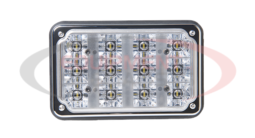 (Sound Off Signal) 6X4 P Warning Light, SAE J595 Class 1, CA Title 13, NFPA, KKK-1822-F, 9-32 Vdc, 1.5' Pigtail, Colored Lens, 12 LED, Single Color - Amber