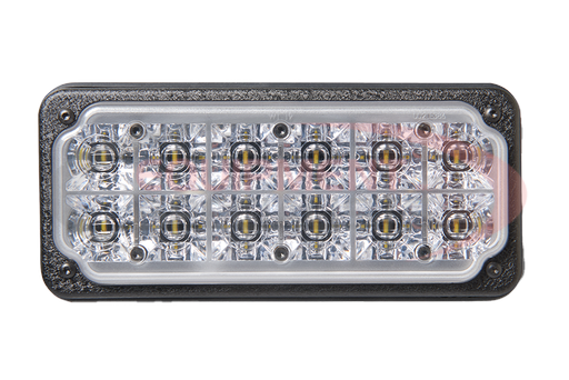 (Sound Off Signal) 7x3 P Warning Light, SAE J595 Class 1, CA Title 13, NFPA, KKK-1822-F, 9-32 Vdc, 1.5' Pigtail, Clear Lens, 12 LED, Single Color - Amber