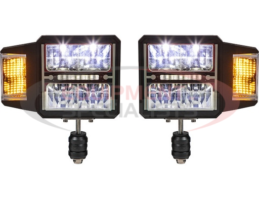 (Buyers) [1312200] SAM Universal Heated LED Snow Plow Headlights with Multi-Mount Signal