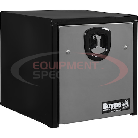 (Buyers) [1702965] 18X18X18 INCH BLACK STEEL TRUCK BOX WITH STAINLESS STEEL DOOR