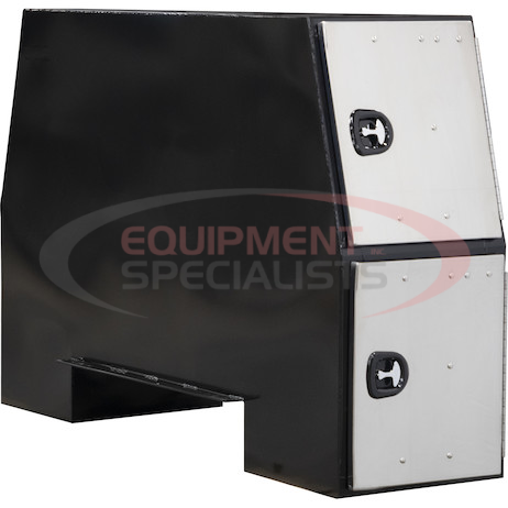 (Buyers) [BP855524BSST] 55x24x85 Inch Black Steel Backpack Truck Box with Stainless Steel Doors - 9.1 Inch Offset Floor