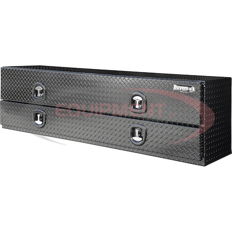 (Buyers) [1721578] 21x18x72 Inch Gloss Black Diamond Tread Aluminum Heavy-Duty Flatbed Contractor With Lower Door