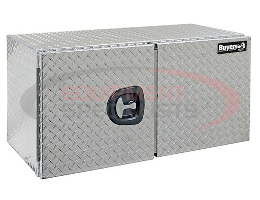 (Buyers) [1702240] 24x24x48 Inch Diamond Tread Aluminum Underbody Truck Box - Double Barn Door, 3-Point Compression Latch