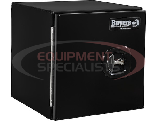 (Buyers) [1705803] 18x18x30 Inch Black Smooth Aluminum Underbody Truck Tool Box - Double Barn Door, 3-Point Compression Latch