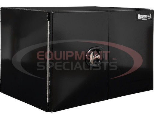 (Buyers) [1705810] 18x18x48 Inch Black Smooth Aluminum Underbody Truck Tool Box - Double Barn Door, 3-Point Compression Latch