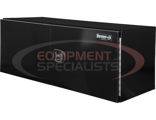 (Buyers) [1705815] 18x18x60 Inch Black Smooth Aluminum Underbody Truck Tool Box - Double Barn Door, 3-Point Compression Latch