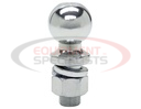 2 Inch Chrome Hitch Ball With 3/4 Inch Shank Diameter x 2-1/8 Inch Long