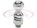 1-7/8 Inch Chrome Hitch Ball With 1 Inch Shank Diameter x 2-1/8 Inch Long