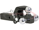 TRI-BALL HITCH SOLID SHANK WITH PINTLE HOOK AND CHROME BALLS